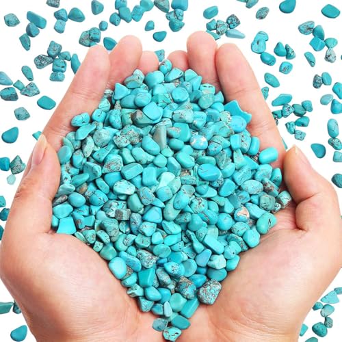 WAYBER 1 Lb/460g Green Turquoise Decorative Stones Irregular Aquarium Pebbles Crystal Rocks Quartz Gravels for Fish Turtle Tank/Succulent Plants/Air Plants Decoration (Fill 1 Cup) - color: Turquoise, size: 1 Pound