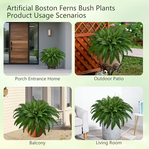 42In Artificial Boston Ferns Bush, Set of 2 Large Faux Ferns Plants, 79 Branches Fake Ferns for Home Living Room Decor, Indoor and Outdoor. - size: 2 PCS-42"