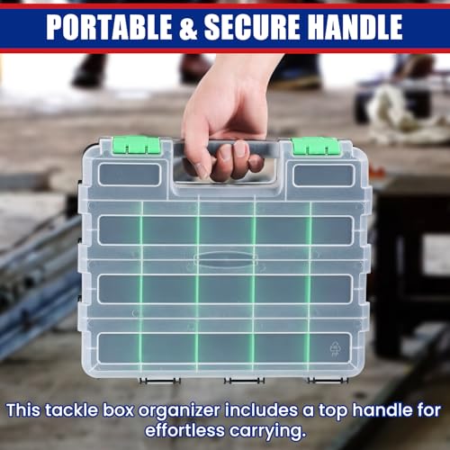 NYXOVA Small Parts Organizer, Hardware Organizer Box, 2 Pack Double Side 34 Compartments Hardware Organizers with Removable Plastic Dividers for Screws Nuts Nails Bolts (Green) - color: Green