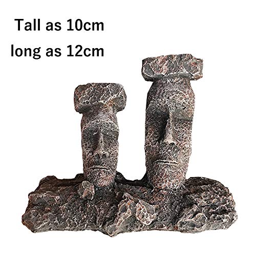 Aquarium Bubbler Decorations Fish Tank Decorations Aquarium Air Stone Decor Easter Island Moai Statues (Grey-Moai-Air-Stone)