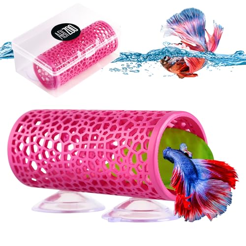 Abizoo Betta Fish Pink Tunnel Hideout for Aquarium Decoration Durable Hollow Design Easy to Clean Smooth Finish Enhances Habitat Comfort Fish Tank Accessory for Shrimp Guppies - color: Pink