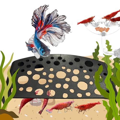 Aquarium Shrimp Hideout with Feeding Tray set, Shrimps Hides with Mini Fish Bowl, Shrimp Tunnel Aquarium Cave and Feeder Dish, Shrimps Shelter and Breeding Supplies, Small Fish Tank Accessories (Cave)