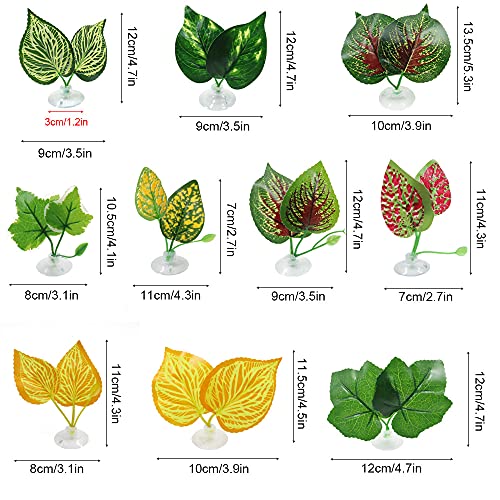 N A 10 PCS Betta Leaf Hammock Pack, Bed for Fish, Soft and Large Blue Spotted Plant Pad, Holder for Tropical Fish Aquariums and Saltwater
