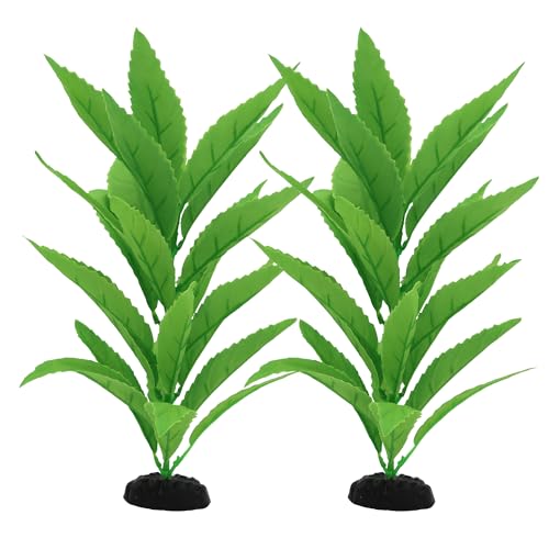 2-Pack 12 Inch Aquarium Silk Aquarium Plants, Artificial Plastic Plant for Small Tank, Goldfish, Fish Hides (Green A, 12 Inch) - color: Green a
