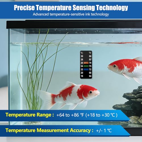 Adhesive Fish Tank Thermometer Strip Aquarium Thermometer Sticker Display 64-86℉ (18-30℃) Brewing Thermometer Test Strip 6 PCS (1.58" x 0.67") - size: 1.58" x 0.67"