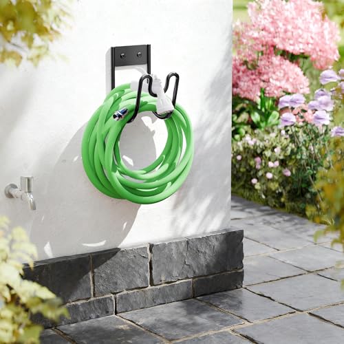 Black Metal Garden Hose Holder - Wall Mounted Water Hose Holder - Hose Hanger Heavy Duty for Water Hose Extension Cords Vacuum Hose (2 Pack) - size: 2 Pack