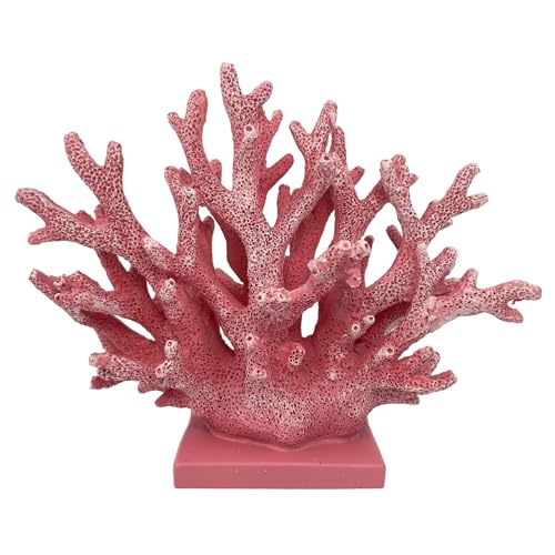 5.8" H Pink Coral Decor - Resin Coral Statue, Nautical Decor for Home, Bedroom, Bathroom, Living Room, Ocean Themed Cabinet Shelf Tabletop Decoration - color: Pink, size: 5.83"H