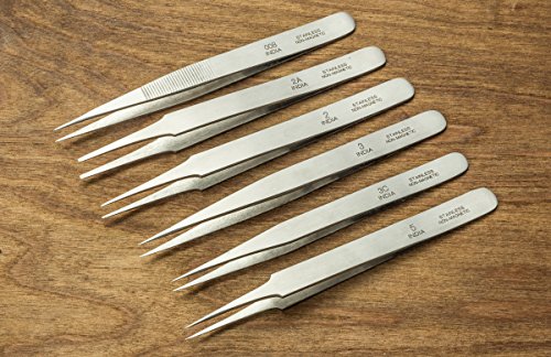 SE 12-Piece Non-Magnetic Stainless Steel Tweezers Set - TW2-412