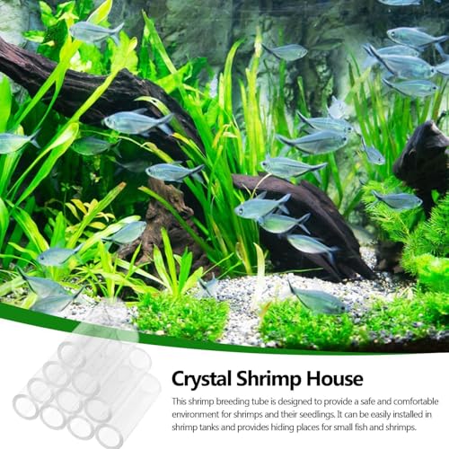 Aquarium Shrimp Cave - Clear Acrylic Breeding Habitat, Crystal Shelter Tube, Secure Aquatic Hideaway | Shrimp Breeding Tube for Small fishss Tank Environment - color: 10 Tubes