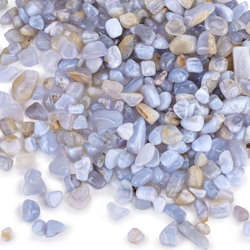 JOHOUSE Decorative Crystal Pebbles, 1 Lb(0.35"–0.8") Natural Quartz Stones Aquarium Gravel Sea Glass Rock Sand for Fish Turtle Tank Air Plants Decoration - color: Light Blue