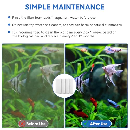 Aquarium Filter Bio Foam Pads Compatible with Fluval U2 Underwater Filter, A486 Replacement Filter Foam for Fish Tank, Filter Sponge Media for Freshwater and Saltwater Tanks, 4 Pack