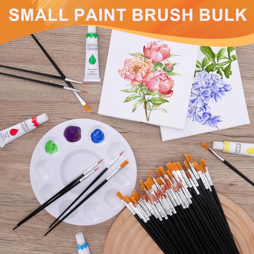 AROIC Small Paint Brushes Bulk,80 Pcs Black Nylon Hair Paint Brushes for Kids Flat Tip Round Acrylic Paint Brush Sets,Acrylic Paint Brush for Classroom Oil Watercolor Face Painting Touch Up - color: Black, size: 0.7 cm