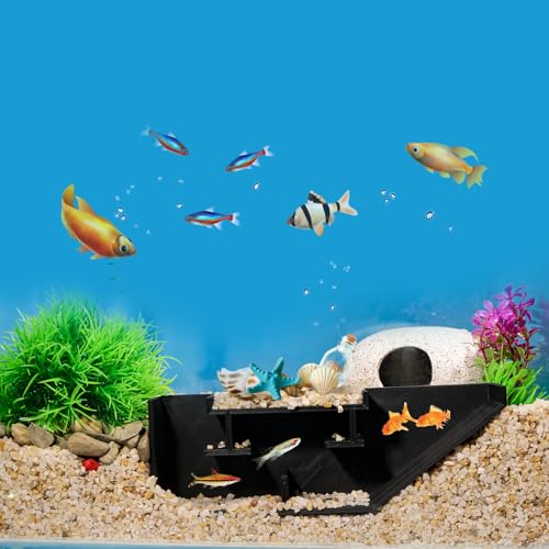 Aquarium Undergravel Fish Tunnel Cave Tunnel Fish Hide Fish Cave Corner Fish Tank Decorations Under Gravel Viewing Tunnel Fish Cave for Aquarium Hideout (Black,Style 6) - color: Black, style: Style 6