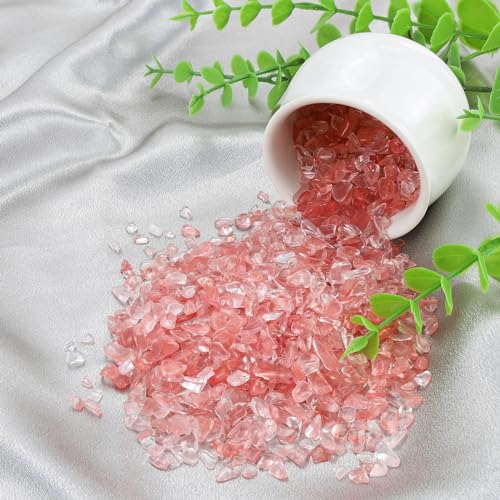 ZHIYUXI Watermelon Quartz 1lb Crystal Chips Bulk Fish Tank Decorations Aquarium Rocks Gravel Vase Filler Stones Crystals for Candle Making Witch Kit Gravel for Plants Quartz Sand Gemstone - color: T# Watermelon Quartz, size: 1lb