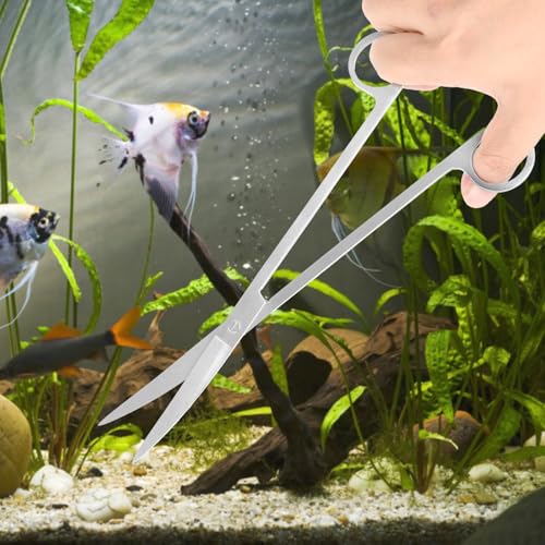 Aquarium Aquascaping Tool Stainless Steel Aquascape Tools Kit 4 in 1 Anti-Rust Fish Tank Starter Kit with Tweezers Scissors Spatula for Aquarium Plants (Silver) - color: Silver