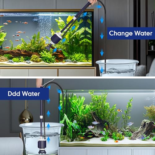 AQQA Fish Tank Cleaner,DC 34W/600GPH Adjustable Water Flow Aquarium Gravel Vacuum,Multi-Filtration Purifies Water Electric Cleaning Kit for Water Change Water Circulation Wash Sand Gravel 110V-240V