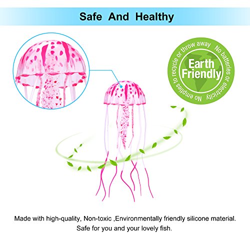 DaToo Aquarium Artificial Glowing Jellyfish Fish Tank Ornament Aquarium Silicone Decoration, 6 Pack, 1 Yr Warranty