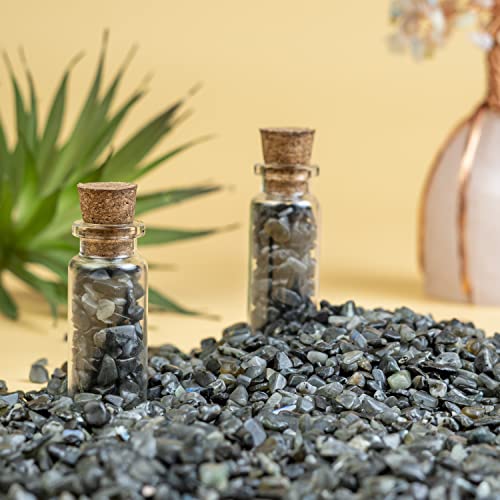 Crocon 1/2 LB Crushed Larvikite Chips Bulk Stones 1100+ Carats Natural Quartz Pieces Irregular Shape Gemstones for House Warming Gifts New Home and Chakra Healing Crystals Home Décor Gifts for Women - color: Larvikite Chips, size: 1/2 Pound