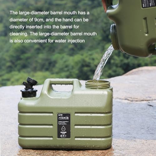 ASIEIT 11L Water Container, Large Capacity Emergency Water Storage Bucket with Detachable Faucet, Portable Overlanding Green Water Tank with Cleaning Brush Extension Tube for Camping Fishing Picnic