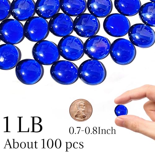 5lb Dark Blue Glass Marbles for Vase, 500 pcs Dark Blue Flat Glass Beads, Decorative Pebbles for Vase Fillers, Fish Tank, Plants, Flower Pots, Fountains, Crafts, Aquarium Rocks and Home Decor - color: Dark Blue, size: 5LB