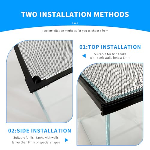 Fish Tank Lid Magnetic Aquarium Lid DIY Size Fish Tank Cover Anti-Jumping Net Soft and Strong Mesh Protect Fish Jumping Out Easy Installation Washable (Gray, 24''x43'' Fit for ≤40 Gallon) - size: 24''x43'' Fit for ≤40 gallon