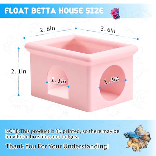 Floating Betta Fish Hammock Cave House for Aquarium, 3D Printed Betta Shrimp Feeder & Hideout Cave Toys, Small Aquarium Feeding Ring Decor, Turtle Fish Tank Decorations Accessories -Pink - color: Bright Pink