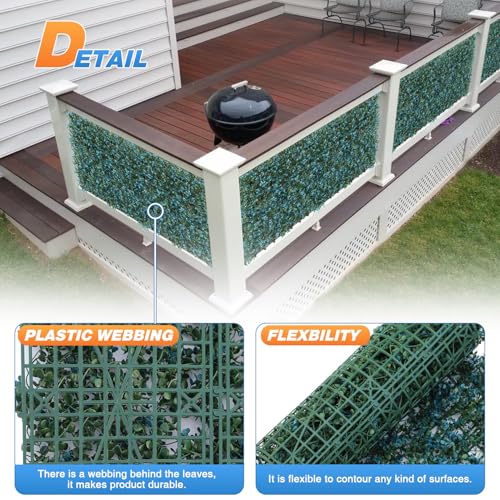 TANG 20"x20"-1PC Artificial Greenery Boxwood Panels Grass Wall Panel, Faux Privacy Fence Ivy Screens Backdrop Fake Hedge for Indoor Outdoor Wedding Décor, Blue Buxus Panel - color: Blue Buxus Panel, size: 20"x20"