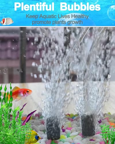 Air Stones for Aquariums 2 Inch 10 Pack Grey Air Stone Cylinder Aerator Bubble Diffuser with 2 Control Valve for Nano Air Pumps Fish Tanks and Small Buckets
