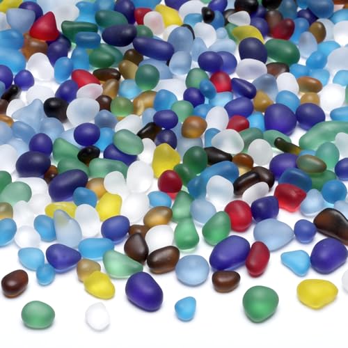 SUREAM Fish Gravel for Aquarium Decorations, Decorative Glass Stones for Vases, Substrate for Planted Aquarium, Glass Pebbles for Vases, Potted Plants, Fairy Garden(Colorful) - color: Colorful