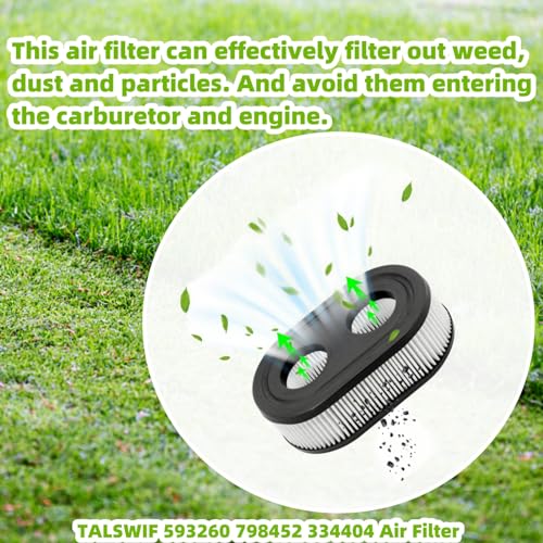 (10PK) 593260 798452 334404 Air Filter for Lawn Mower Air Cleaner Compatible with B&S 550ex 675exi 725exi Series, 4247 5432 5432k 09P00 09P702 Engine Parts, Fits Troy Bilt TB110 TB200 TB230 - style: 10PK 593260 Filters + 1PK Brush