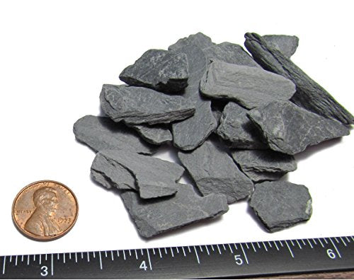 Natural Slate Stone -1/2 to 1 inch. Perfect Size for Miniature or Fairy Gardens, Aquariums, Reptiles, Terrariums, Model Railroads, Dioramas & Wargaming (1lb Grey) - style: 1lb grey