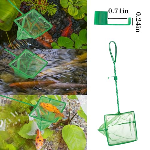 3PCS Aquarium Fish Net Fine Mesh Net Quick Catch Nets Nylon Fishing Nets with Long Plastic Handle for Fish Tank, Green, 3in 4in 6in - style: 3in 4in 6in Have Hook