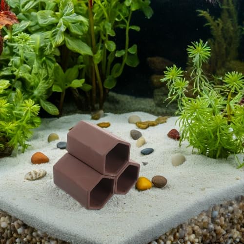 GARVALON Pottery Aquarium Shrimp Breeding Cave Spawning Tube Shrimp Shelter Ornament Fish Tank Habitat Hideout for Freshwater Tanks