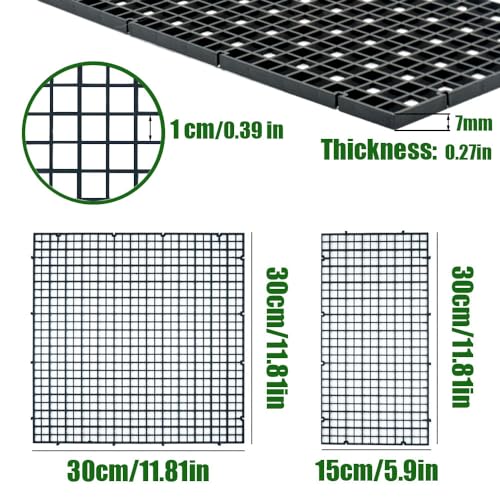 LINLAN 8 Pieces 11.8x11.8in (30X30cm) Aquarium Grid Plastic, Fish Tank Divider, Egg Crate for DIY Filtration and Bottom Protection in Aquascaping (Black-No Accessories) - color: Black, size: L