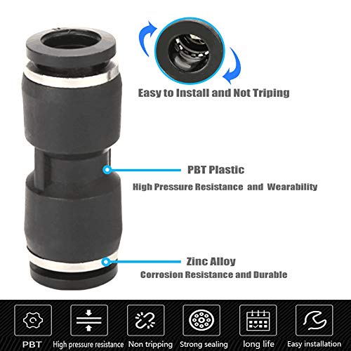 10PCS Pneumatic Push to Connect Fittings, PBT Plastic Union Straight 3/8"x 3/8"Tube OD Quick Connector for Home Garage Air Brake Air Compressor - size: 3/8"x 3/8"