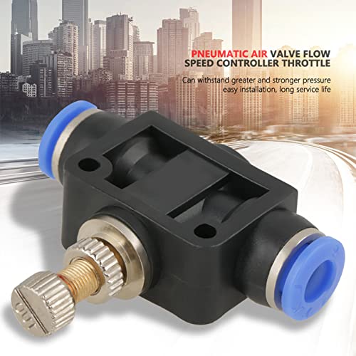 10pcs Air Flow Control Valve, 6mm Tube OD Push In Speed Controller Pneumatic Air Flow Control Valve Quick Connector with Push-to-Connect Fitting