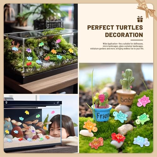 200pcs Mini Resin Turtles Luminous Tiny Turtle for Crafts Dollhouse Miniatures Mini Resin Things Animals for Fairy Garden Micro Landscaping Decoration Home Decor, 10 Colors(0.4 * 0.5inch) - color: 200pcs Mini Resin Turtles(0.4 * 0.5inch)