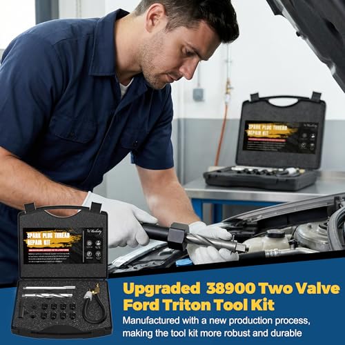38900 Two Valve Ford Triton Tool Kit, Foolproof Repair System, Spark Plug Thread Repair Kit Compatible with 4.6L, 5.4L and 6.8 V-10 Ford Triton Two Valve Engines (Light Black) - color: Light Black
