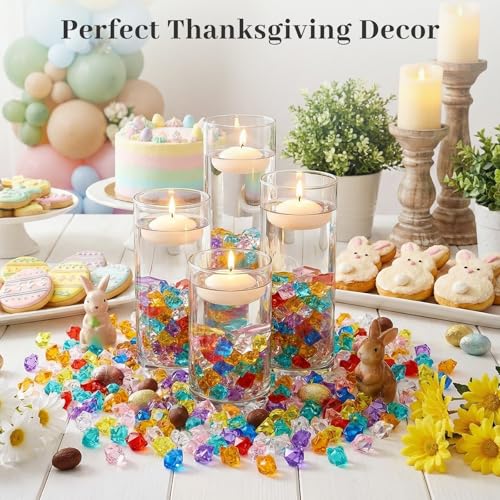 DomeStar 150PCS Multicolored Acrylic Fake Gems, Crushed Ice Rocks Pirate Treasure Jewels Vase Fillers, Table Scatter, Sensory Bin Filler, Photo Props, Pirate Party Favors Easter Decor - color: Multicolor