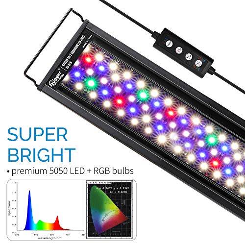 hygger Advanced LED Aquarium Light with Timer, 24/7 Lighting Cycle & DIY Mode, Full Spectrum Fish Tank Light for 48-54 in Freshwater Planted Tank - size: 48"- 54"