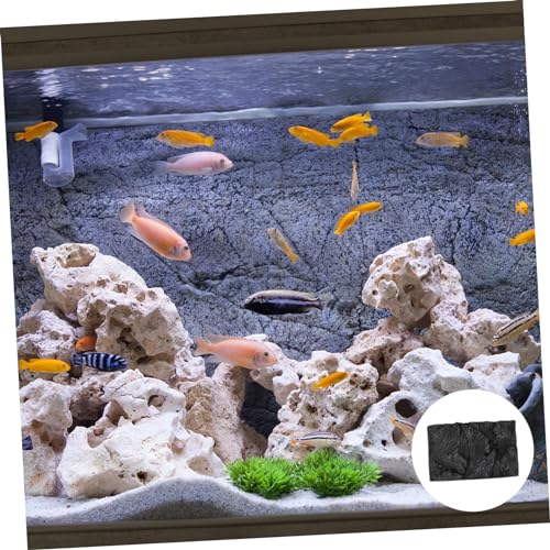 POPETPOP 3D Aquarium Rock Background Board for Fish Tank 45x28cm Waterproof and Easy to Install for Reptile Terrariums and Aquatic Environments