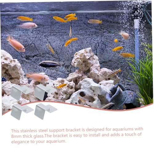 Levemolo 4pcs Stainless Steel Aquarium Lid Clips Heavy-Duty Fish Tank Glass Cover Supports Resistant Brackets for Secure Fish Tank Glass Lids for Aquariums