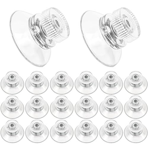 20 pcs Small Suction Cups, Suction Cups with Metal Screw, 1 inch / 25mm Clear PVC Sucker Pad Strong Adhesive Suction Hook Holder for Window Car Glass Shade Cloth Glass Bathroom Wall Door (Metal,PVC)