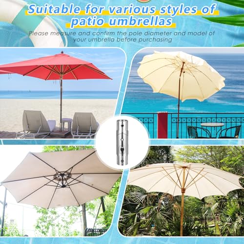 2 Pcs Patio Umbrella Pole Replacement Parts Outdoor, Fits for 1.5 Inches Diameter, Wear Resistant Push-Button Tilt Adjustment Metal Parasol Mounting Bracket Accessories for Yard Deck Balcony Garden