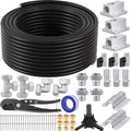 Shop Air Line Kit,Black 3/4 Inch x 100 FT Compressed Air Piping System,HDPE Tubing and Aluminum Outlet Blocks,Air Line Tubing Kit, for Shop,Garage - size: 100FT