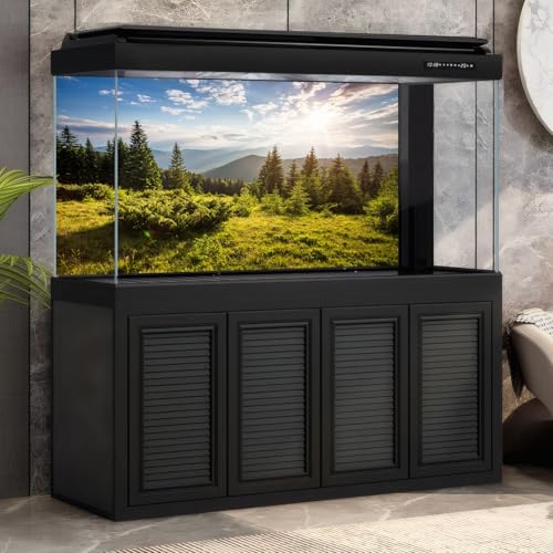 Mountain Valley Aquarium Background Idyllic Panorama Misty Mountains Fish Tank Background Seasonal Tranquil Spruce Forest Pine Trees Terrarium Backgrounds Green Meadow Reptile Tank Backgrounds 24x12in - color: Light Green, size: 24(W)x12(H)in
