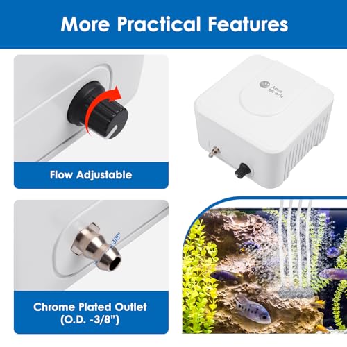 AquaMiracle All-in-One Koi Pond Aerator for Outdoor Ponds up to 3000 Gallons, Pond Air Pump Pond Aeration System with 4-Outlet Manifold Airline Tubing Air Stones Check Valves - size: Up to 3000 Gallon
