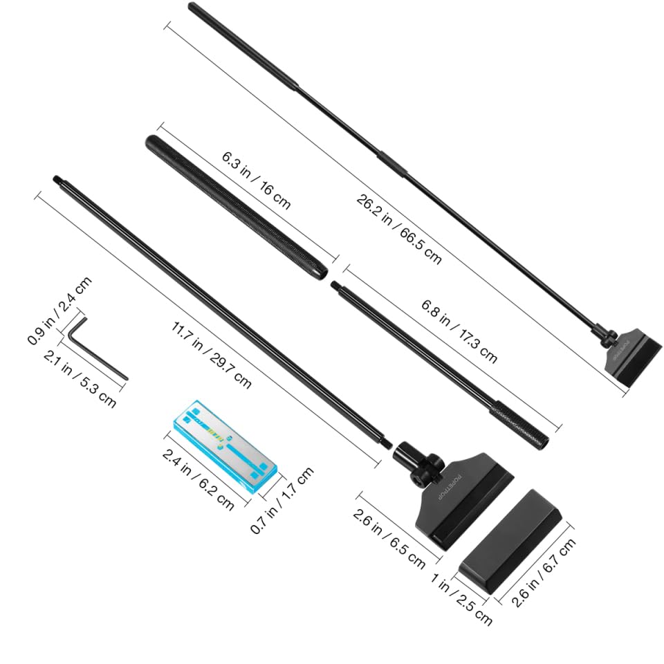POPETPOP 26-Inch Aquarium Scraper – Rust-Proof Alloy Blade Cleaner Kit with 10 Replacements, Adjustable Long Handle Keeps Hands Dry for Glass Reef & Freshwater Tanks