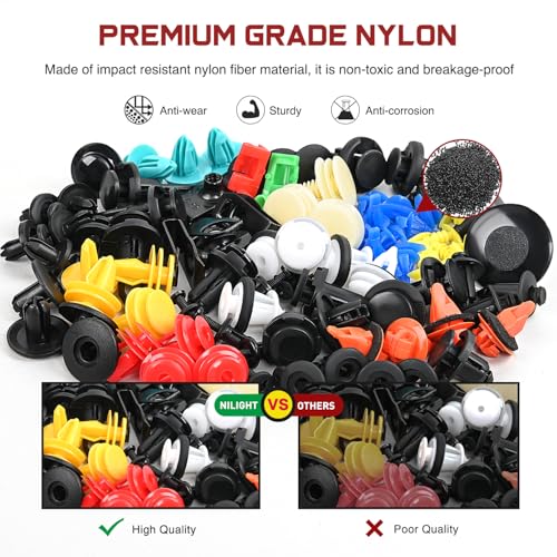Nilight 1125Pcs Car Push Retainer Clips Auto Fasteners Kit Included 34 Most Popular Sizes Nylon Bumper Fender Rivets with 5 Fasteners Remover 10 Cable Ties for Toyota GM Ford Honda Chevy - color: 1125Pcs