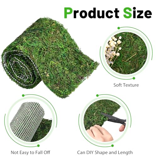 VAIPI 71" x 16" Dried Moss Table Runner - Rustic Green Natural Moss Mat for Table Decoration, Wedding, Party & Garden Decor - color: 71*16 Inch